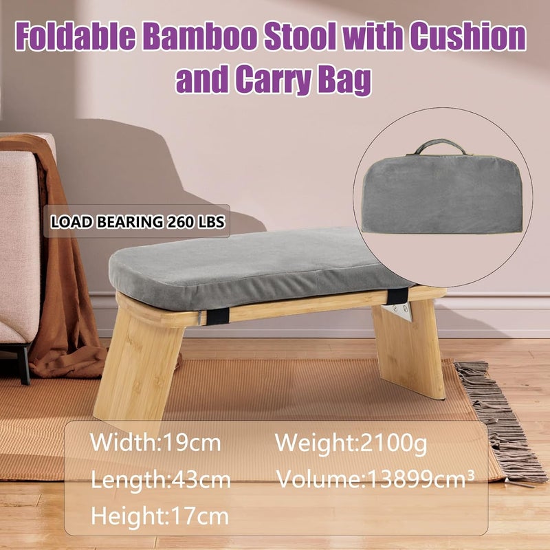 SuperRC Meditation Bench, Portable Bamboo Meditation Stool, Folding Kneeling Meditation Bench, Anterior Tilt Bench, Prayer Bench with Meditation Chair with Thick Cushion, Kneeling Stool - Image 5